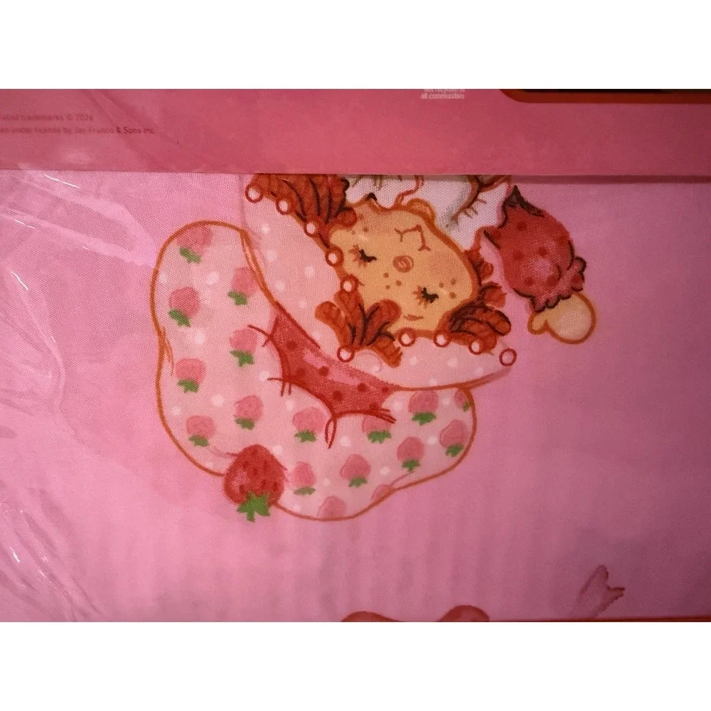 NWT Strawberry Shortcake Twin Sheet Set 3 Piece Pink Bedding New Sealed